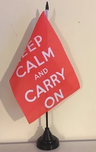 KEEP CALM AND CARRY ON TABLE FLAG 9" X 6" 22.5cm x 15cm flags - Picture 1 of 1