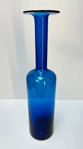 HOLMEGAARD Gulvase Otto Brauer Blue Art Glass Vase 16-3/4” ~ Danish Modern - Picture 1 of 12