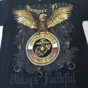 Marines Golden Eagle Always Faithful schwarz S/S T-Shirt Größe M Bayside USA neu mit Etikett - Bild 1 von 12