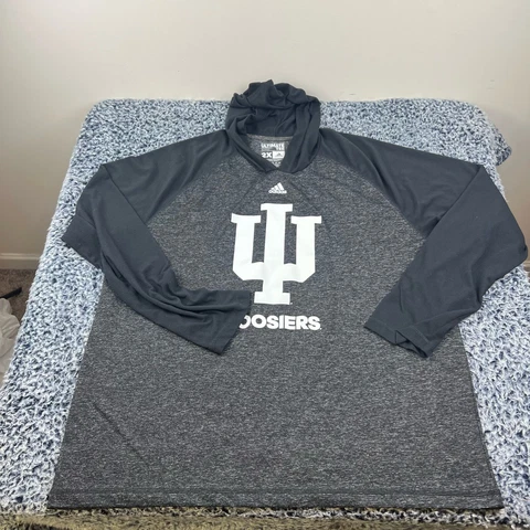 Adidas Indiana Hoosiers Hooded Shirt Mens 2XL XXL Black Hoodie Pullover NCAA Cover