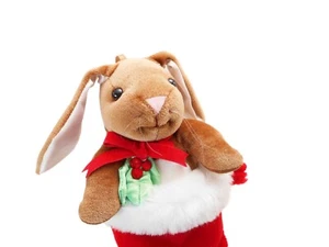 Velveteen Rabbit Plush Christmas Toy with Stocking Vintage 1980s - Picture 1 of 9