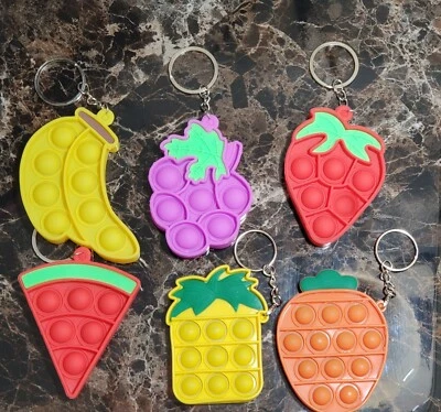 2 PCS FRUIT POP IT KEYCHAIN POP IT SENSORY FIDGET TOY - Image 1 of 2