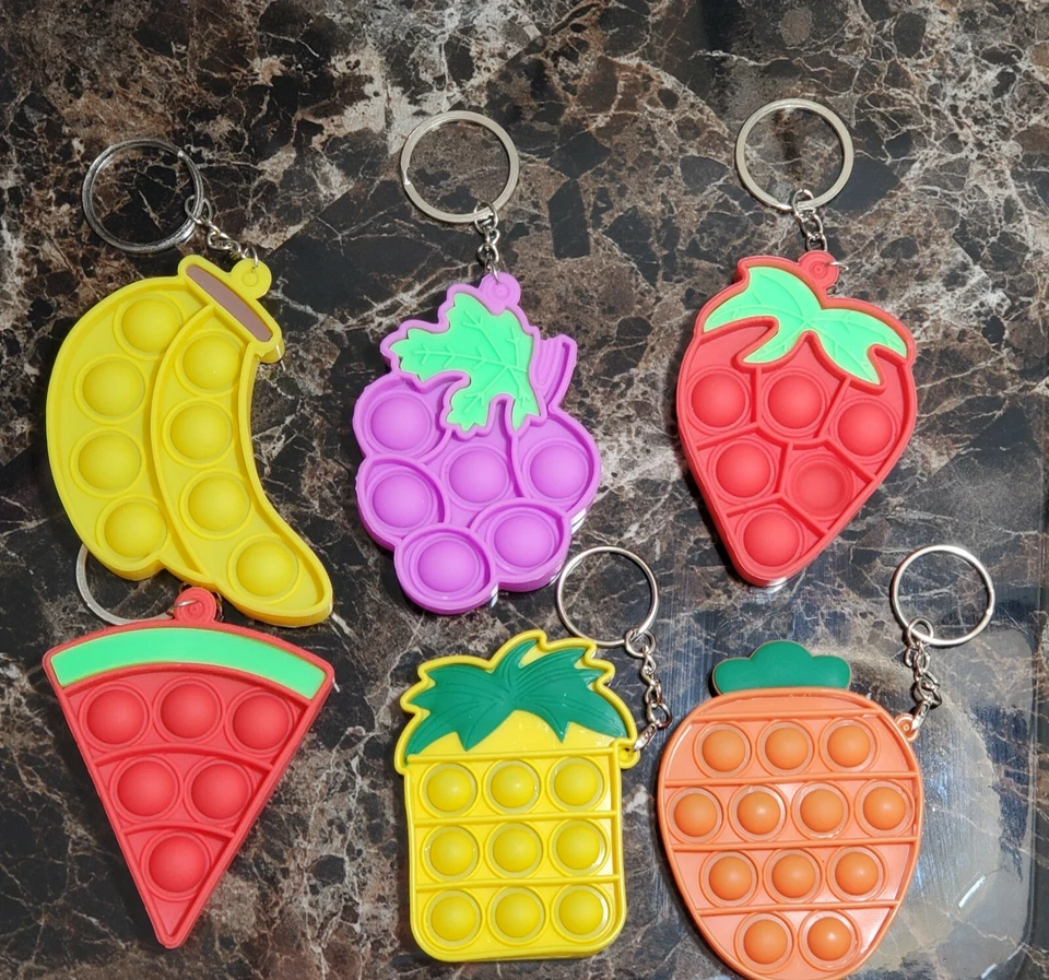 2 PCS FRUIT POP IT KEYCHAIN POP IT SENSORY FIDGET TOY - Image 1 of 2