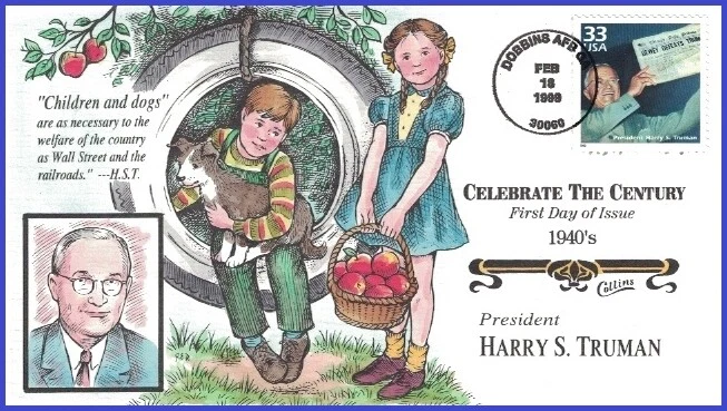 USA7 #3186d U/A COLLINS HAND PAINTED FDC   1940 Harry Truman President - Image 1 of 1