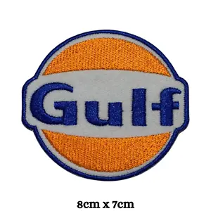 Gulf Oil Gasoline Vintage Biker F1 Racing Iron Sew on Embroidered Patch - Picture 1 of 1