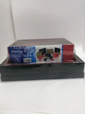 Set of 12 Holiday Christmas Stacking Nesting Boxes - Image 1 of 4