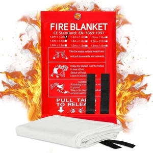 Fire Blanket Quick Release LargeX2 Home Kitchen Office Caravan Safety Case 1mx1m - Foto 1 di 6