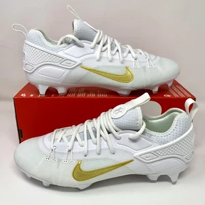 Nike Alpha Huarache 9 Elite Low Lacrosse Cleats White Gold Men’s 12 FB1296-100 - Picture 1 of 12