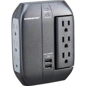 Monster Cable 6-Outlet Wall Tap Surge Protector With 2-USB-A - Picture 1 of 6
