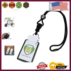 Professional Vertical ID Badge Holder with Detachable Keychain & Lanyard - Picture 1 of 11