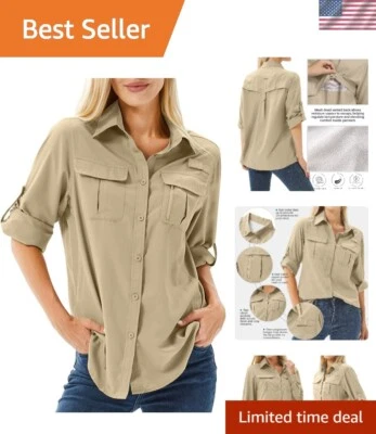 Mujeres UPF 50 Manga Larga Protección Solar UV Safari Camisas Exterior Secado Rápido... Foto 1 de 4