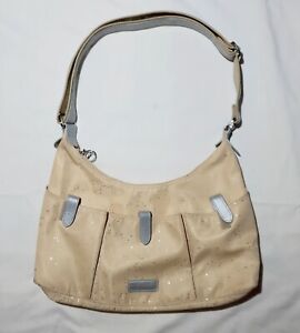 Longchamp 1948 Tan And Silver Nylon Shoulder Bag