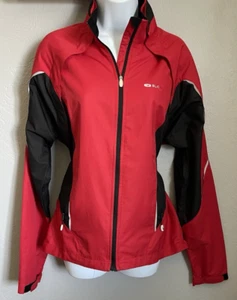 Sugoi Versa Convertible Cycling Jacket Womens Medium Red Magnetic Sleeves Collar - Picture 1 of 16