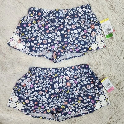 Pantalones Cortos Toughskins Niño Bebé Niña Talla 18M y 24M Azul Floral Crochet Rayón NUEVO Foto 1 de 4