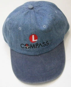 L Compass Blue Denim Head Shots KC Caps Cotton Hammond Strap Back Hat R24 - Picture 1 of 5