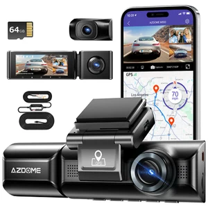 Dash Cam AZDOME 4K 3CH WiFi GPS anteriore + cabina + fotocamera posteriore + 64G TF con kit filo rigido - Foto 1 di 13