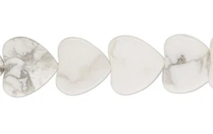 1 Strand(100-110) White Howlite 4x4mm Flat Heart Beads with 0.5mm Hole * - Picture 1 of 3