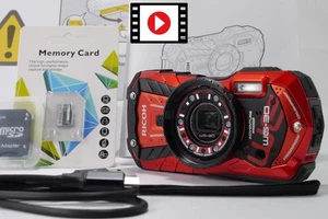 ⏯RICOH WG-30 Vermillion Red 1.6MP Waterproof Digital Camera w/ 512GB SD Card JP - Picture 1 of 22