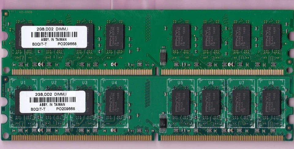4GB 2x2GB PC2-6400 PNY B0QIT-T DDR2-800 Desktop Ram Memory Kit 240-Pins DIMM - Image 1 of 3