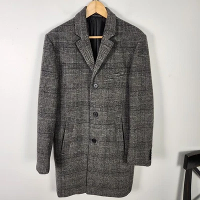 NWOT H&M Men's Wool Blend Glen Plaid Single Breasted Coat Overcoat Size 40R #579 - Image 1 of 4
