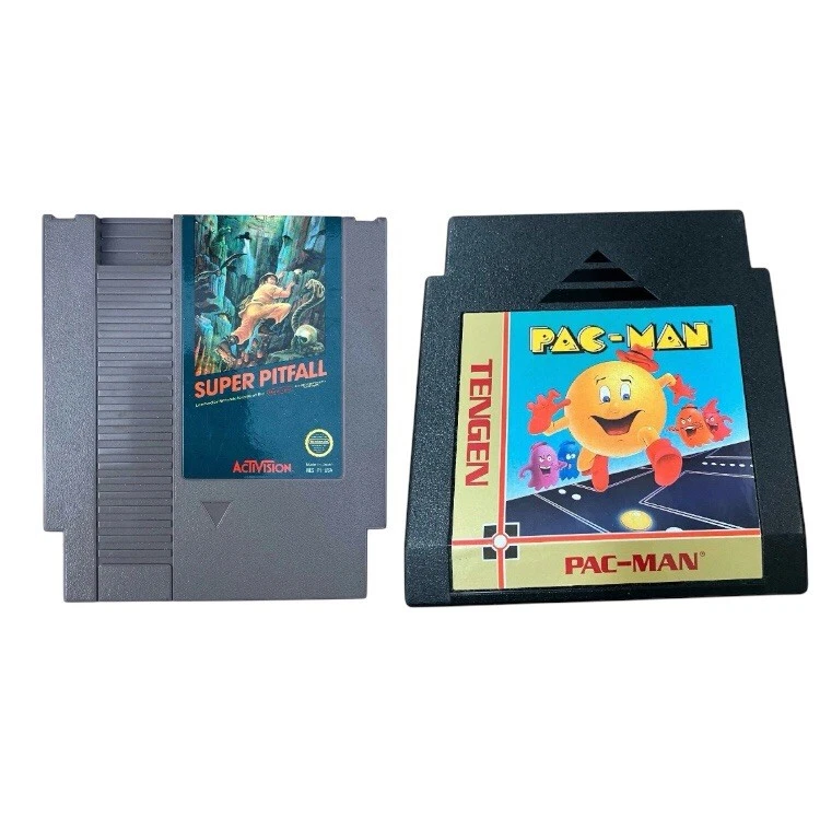 Cartucho de Videojuego Nintendo NES Pac Man 1988 y Super Pitfall 1987 De Colección Lote de 2 Foto 1 de 4