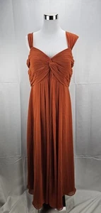Azazie Size C Orange Kaitlynn Cinnamon Empire Ruched Chiffon Convertible Dress - Picture 1 of 6