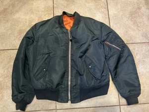 Vintage Reversible Ma1 Flyer Two-Sided Bomber Jacket Xl Navy Blue Military - Bild 1 von 8
