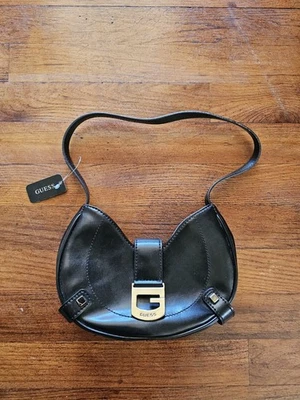 GUESS NWT Black Y2K Silver Logo G  Buckle Grandeur Babies Mini Shoulder Bag - Image 1 of 4
