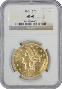 1904 $20 Gold Liberty Head MS62 NGC - Picture 1 of 3