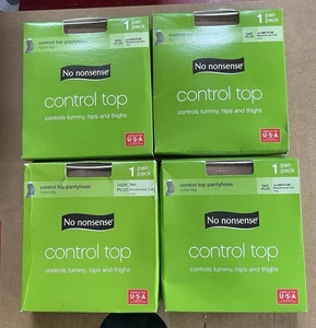 4 New No Nonsense Control Top Reinforced Toe Pantyhose PLUS Tan 113 - Picture 1 of 2