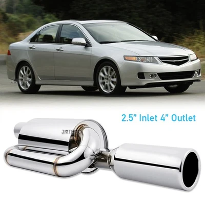 Punta de escape silenciador de doble bucle de 2,5" entrada 4,0" salida para Acura TSX CL9 2004-2008 Foto 1 de 4