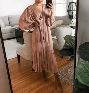 Young Fabulous Broke Dress Womens S Joplin Boho Peasant Cottagecore Peasant Pink - Picture 1 of 16