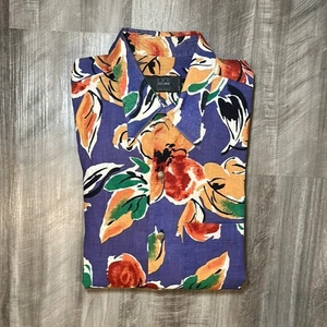 Ike Behar Vintage Linen Floral Short Sleeve Button Down - Medium - Picture 1 of 6