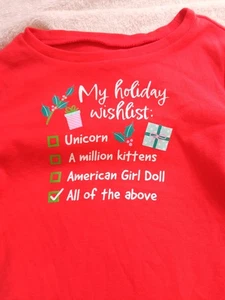 American Girl My Holiday Wish List Girls 5T Red Cotton Christmas Shirt Top - Picture 1 of 6