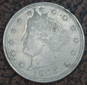 1905 Liberty Head V Nickel AU US Mint 5C Coin - Picture 1 of 2
