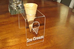 Engraved Acrylic Single Ice Cream Cone Holder Tray Display Stand Rack Wedding - Picture 1 of 2