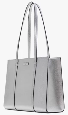 Kate Spade Kenzie большая сумка с короткими ручками KI965 металлический серебряный сумочки с Ярлыками $359 розничной F - Изображение 1 из 4