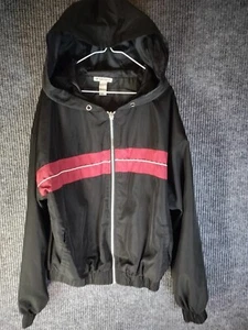 Forever 21 Hooded Windbreaker Jacket Junior Size Small Black Full Zip - Picture 1 of 7