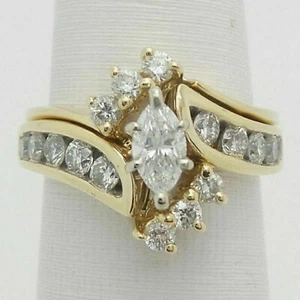 2,8ct Marquise Moissanit Diamant Verlobungsring Bypass 14K vergoldet Silber - Bild 1 von 12