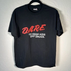 Vintage 90s DARE To Keep Kids Off Drugs Shirt Men Size L Black Single Stitch - Picture 1 of 6