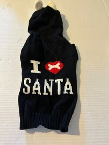 WAG-A-TUDE DOG SWEATER WITH HOODIE- "I LOVE SANTA" SIZE MEDIUM - Picture 1 of 3