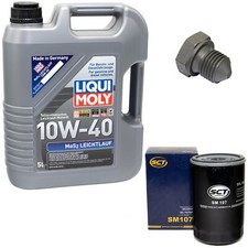 Engine oil set 10W-40 5 liters + oil filter SM 107 + screw for Audi 50 VW Golf I 
