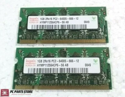 Hynix 2GB (2x1GB) PC2-6400S DDR2-800 800MHz 200-Pin SO-DIMM Laptop Memory RAM - Image 1 of 4