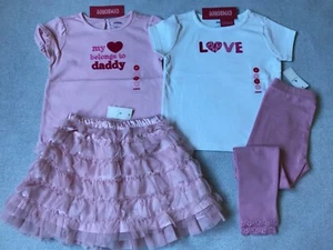 GAP Gymboree NWT VALENTINES Day Heart Tees Tulle Skirt Legging Set - sz 4 years - Picture 1 of 6