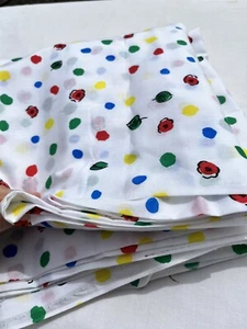 Vintage cotton fabric primary colors spots floral 80's material Bright Color - Picture 1 of 4