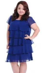 Vestido con Volantes Capa Cóctel Fiesta Noche Baile de graduación Falda con Volantes 8-20 Azul - Imagen 1 de 12