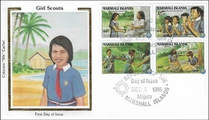 Girl Scout Living The Promise And Law Marshall Islands Colorano Silk FDC 1986 - Picture 1 of 1