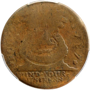 1787 1C Fugio PCGS G6 4 Cinq Fugio Cent 7491457 - Picture 1 of 3