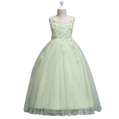 Vestido de fiesta de tul con flores para niños y niñas Dama de honor Pagent Chrismas Princesa Vestido Foto 1 de 4