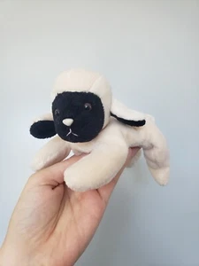 Juguete de peluche vintage Russ Beany Bunch Chops The Lamb blanco negro gorro suave - Imagen 1 de 6